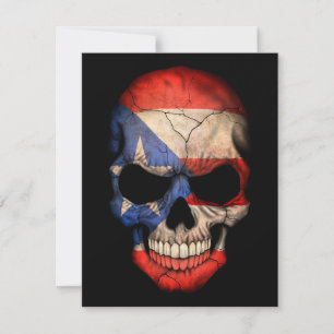 Puerto Rican Flag Skull on Black
