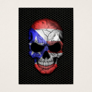 Puerto Rican Flag Skull on Steel Mesh Graphic