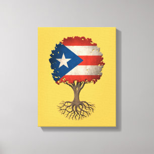Puerto Rican Flag Tree of Life Customizable Canvas Print
