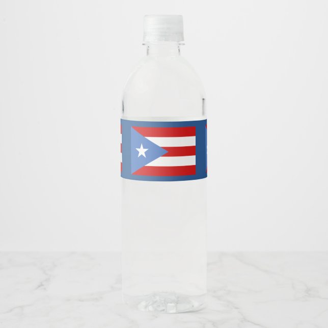 Puerto Rican Flag Water Bottle Label (Front)