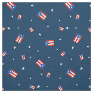 Puerto Rican Flags and Stars Navy Fabric