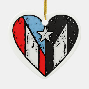 Puerto Rican Flags   Boricua Heart, Puerto Rico Ceramic Ornament