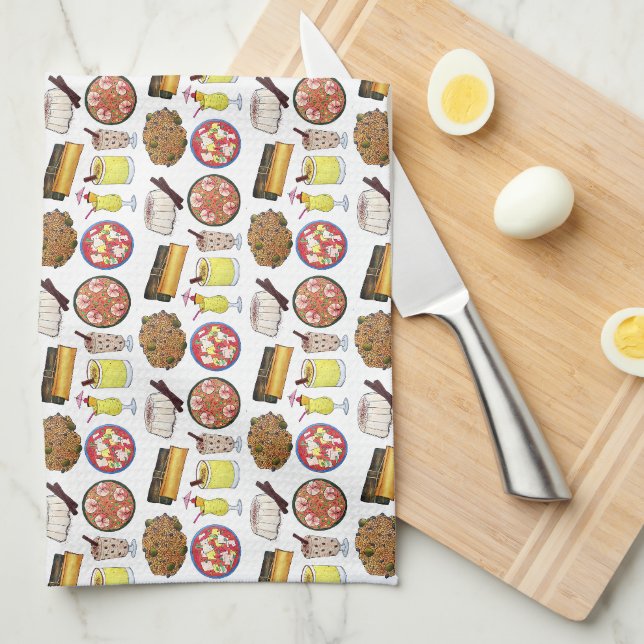 Puerto Rican Food Cuisine Love Puerto Rico Foodie Kitchen Towel (Quarter Fold)