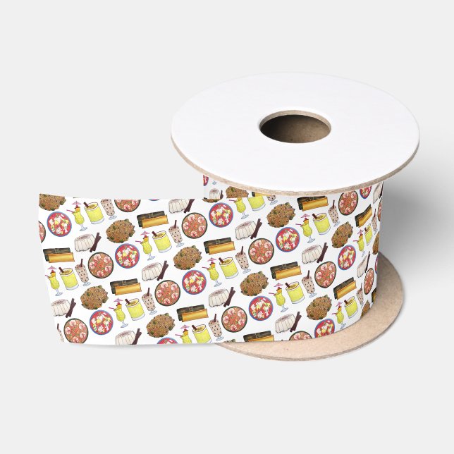 Puerto Rican Food Cuisine Love Puerto Rico Foodie Satin Ribbon (Spool)