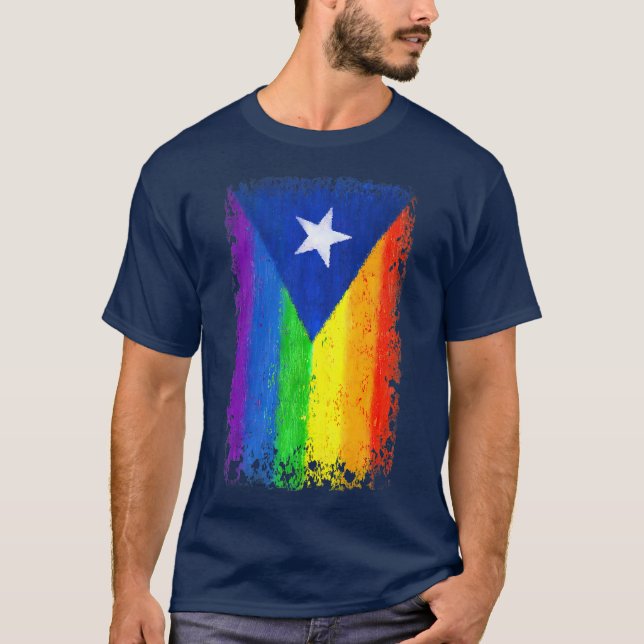 Puerto Rican Gay Pride Flag  Rainbow Gay Pride T-Shirt (Front)