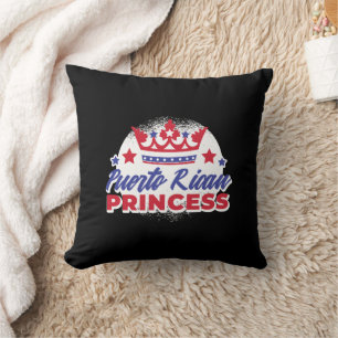 Puerto Rican Princess Cute Boricua Girl Pride Throw Pillow