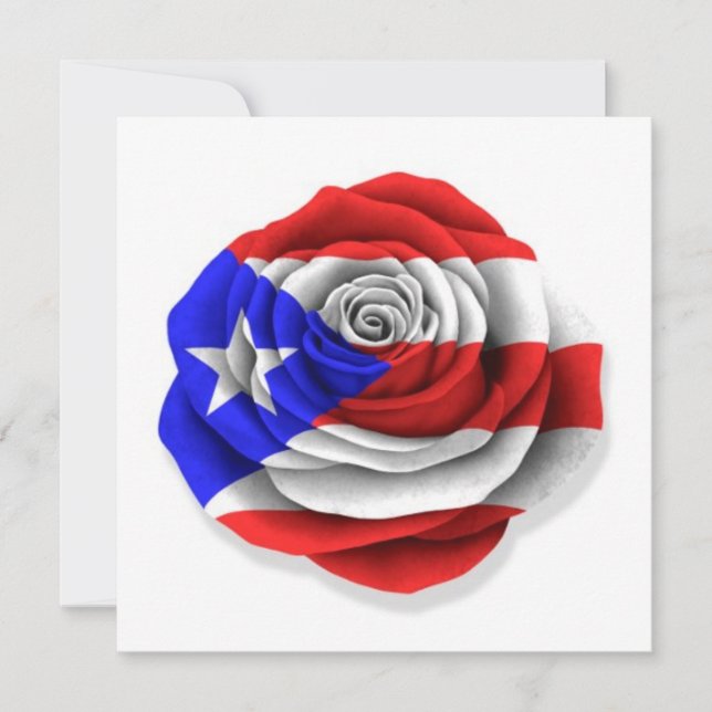 Puerto Rican Rose Flag on White (Front)