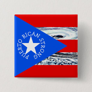 Puerto Rican Strong Hurricane Flag Button