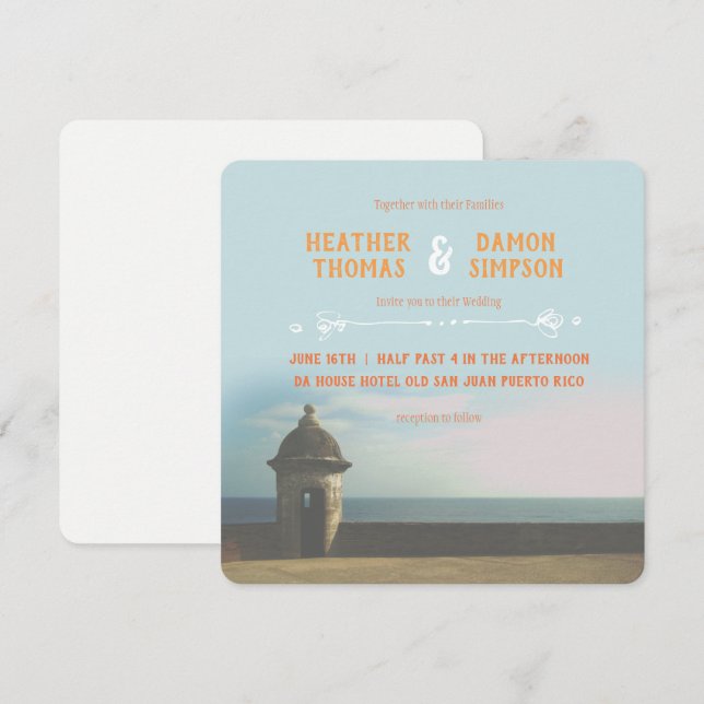Puerto Rican Sunset Wedding Invitation (Front/Back)