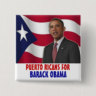 Puerto Ricans for Barack Obama 2 Inch Square Button