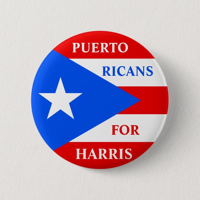 Puerto Ricans For Harris 2 Inch Round Button (Front)