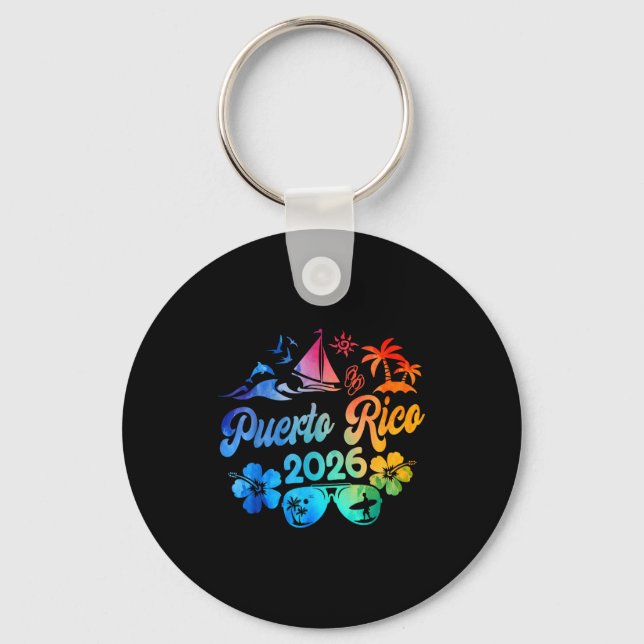 Puerto Rico 2026 Vacation Beach Tie Dye Trip Summe Keychain (Front)