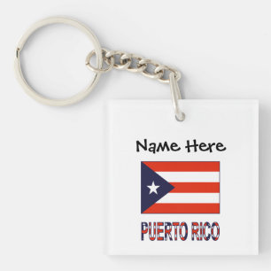 Puerto Rico and Puerto Rican Flag Personalized Keychain