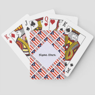Puerto Rico and Puerto Rican Flag Tiled Your Name Playing Cards