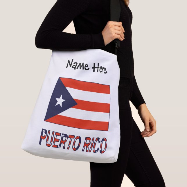 Puerto Rico and Puerto Rican Flag with Your Name Crossbody Bag (Close Up)