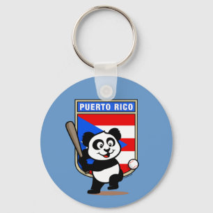 Puerto Rico Baseball Panda Keychain