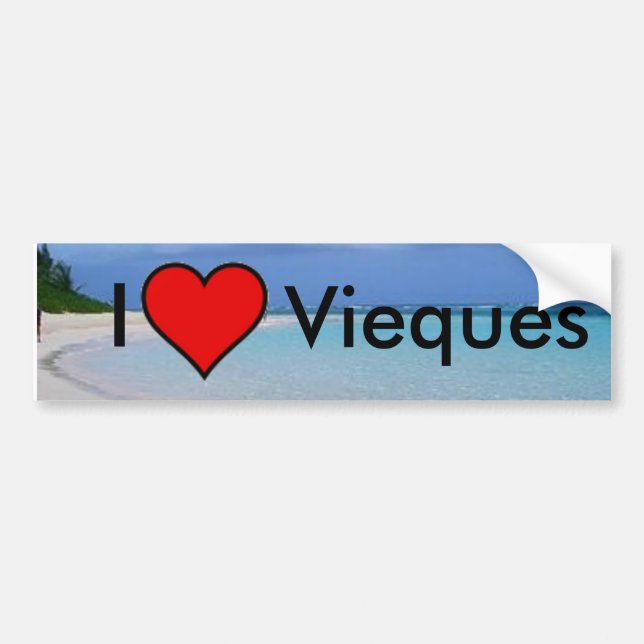 puerto rico beach, heart, I, Vieques - Customized Bumper Sticker (Front)