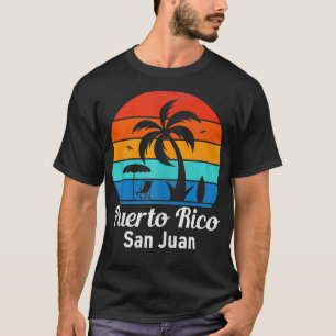 Puerto Rico Beach San Juan Palm Tree Vintage Sunse T-Shirt