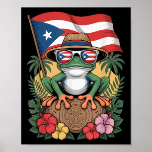 Puerto Rico Boricua Coqui Frog Taino Sun Puerto Ri Poster