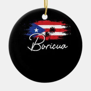 Puerto Rico Boricua Puerto Rican Flag Pride Ceramic Ornament