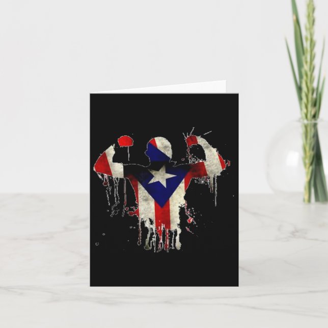 Puerto Rico Boxing Gloves Boxeo Shirt Ropa Uni  Card (Front)