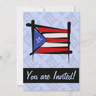 Puerto Rico Brush Flag Invitation