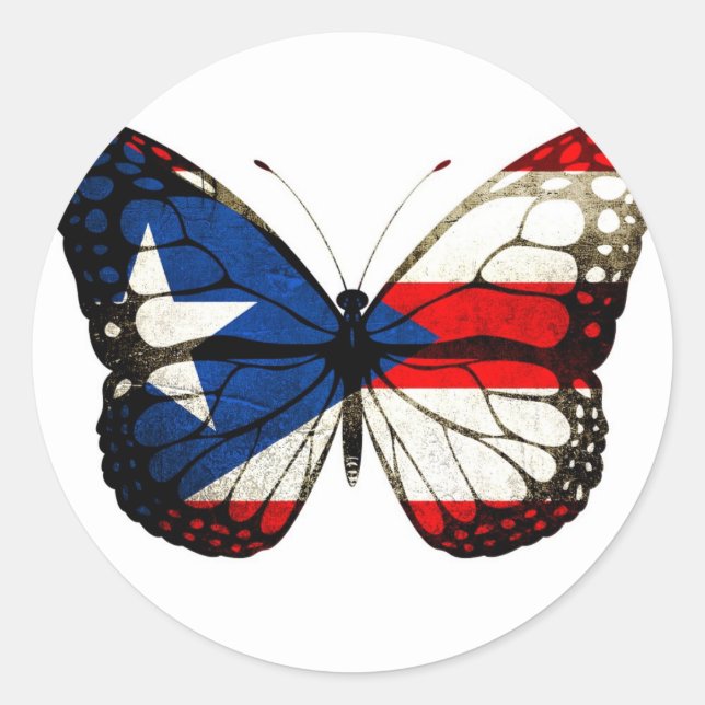 Puerto Rico Butterfly Classic Round Sticker (Front)