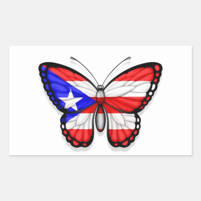 Puerto Rico Butterfly Flag Sticker (Front)