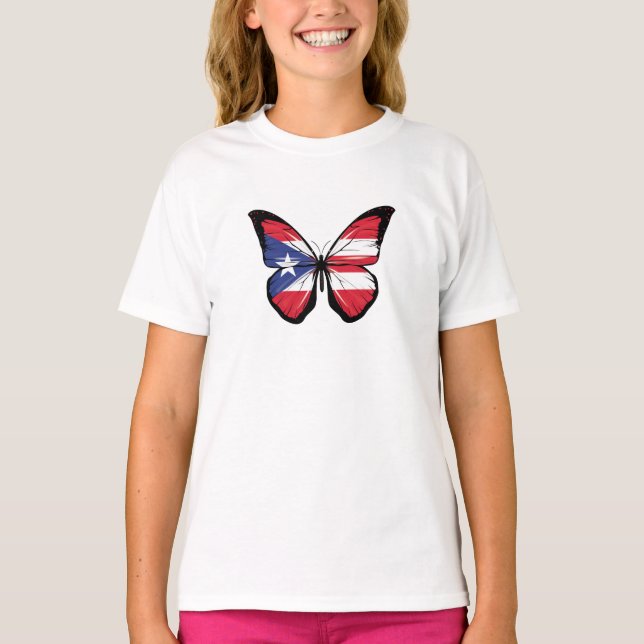Puerto Rico Butterfly Flag T-Shirt (Front)