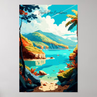 Puerto Rico Caribbean vintage travel illustration