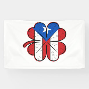 Puerto Rico Clover Flag Vintage Engraving Vector D Banner
