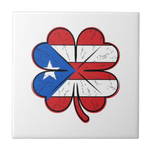 Puerto Rico Clover Flag Vintage Engraving Vector D Tile