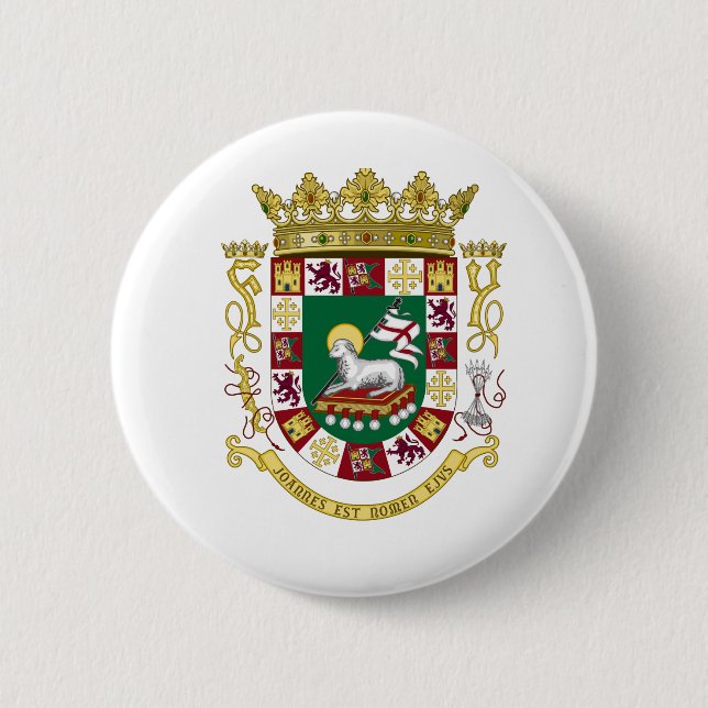 Puerto Rico Coat of Arms 2 Inch Round Button (Front)