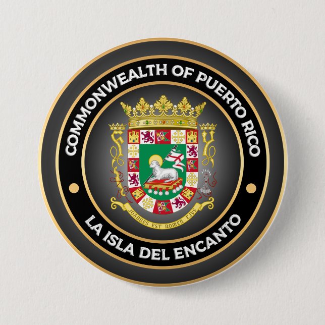 Puerto Rico Coat of Arms 3 Inch Round Button (Front)