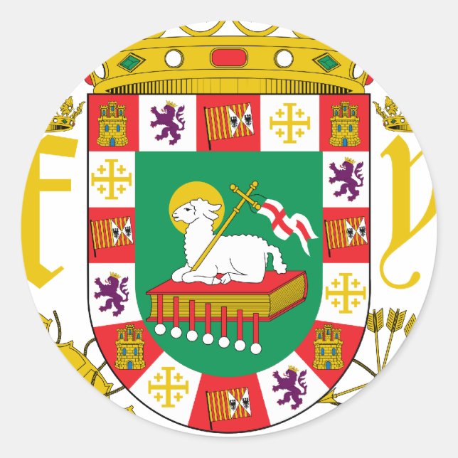 Puerto Rico Coat Of Arms Classic Round Sticker (Front)