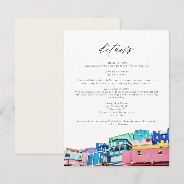 PUERTO RICO Colourful Buildings Skyline Detail Car Invitation (Front/Back)