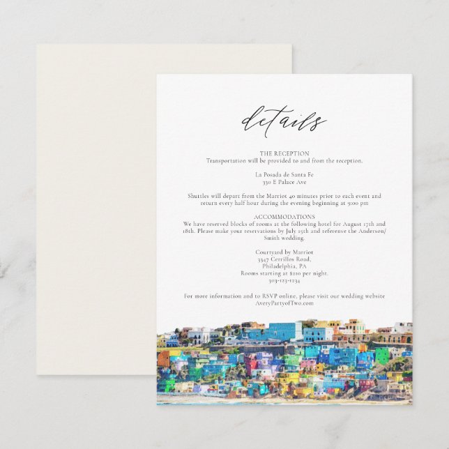 PUERTO RICO Colourful Buildings Skyline Detail Car Invitation (Front/Back)