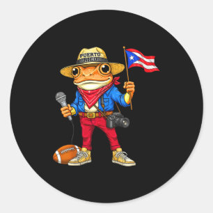 Puerto rico coqui frog street music football classic round sticker