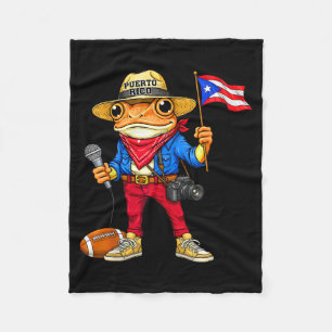 Puerto rico coqui frog street music footballPuerto Fleece Blanket