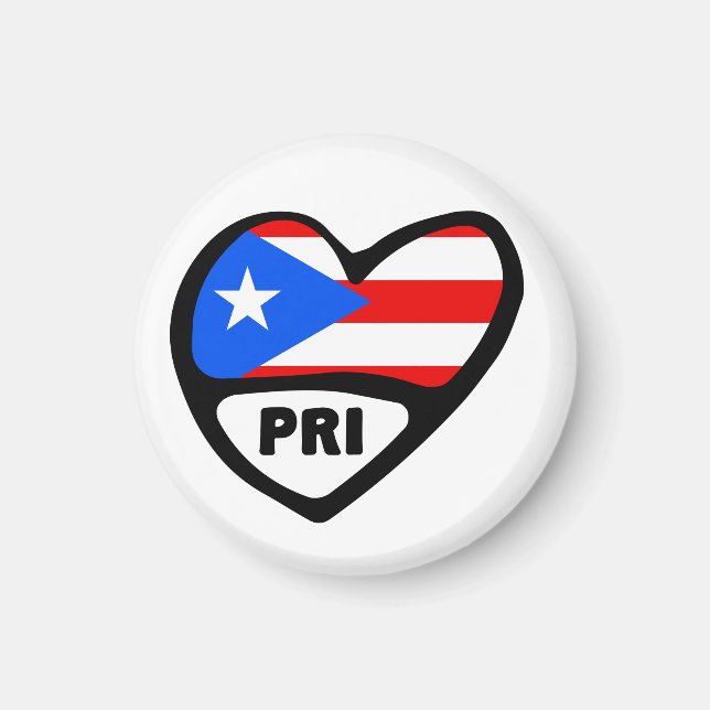 Puerto Rico Country Code Flag Heart, PRI Magnet (Front)