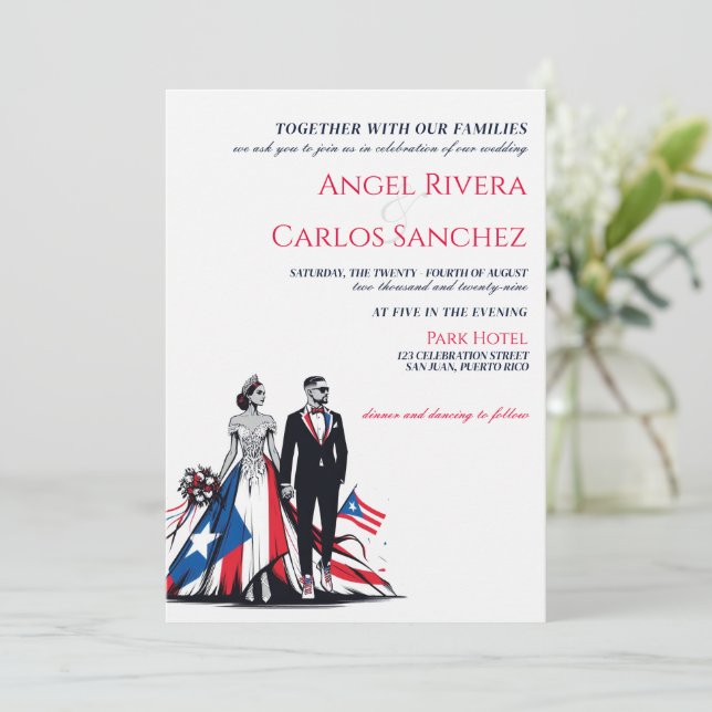 Puerto Rico Couple Wedding Invitation (Standing Front)