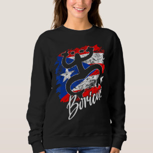 Puerto Rico Distressed Rican Roots Coqui Taino Bor Sweatshirt