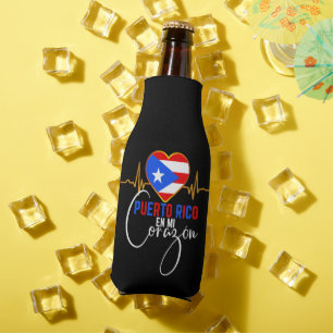 Puerto Rico en mi Corazon Puerto Rican Pride Bottle Cooler
