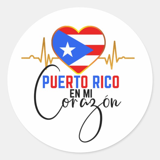 Puerto Rico en mi Corazon Puerto Rican Pride  Classic Round Sticker (Front)