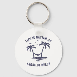 Puerto Rico Family Vacation Vintage Luquillo Beach Keychain