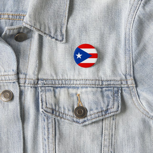 Puerto Rico flag 1 Inch Round Button (In Situ)