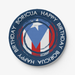 Puerto Rico Flag Boricua Theme Birthday Paper Plate