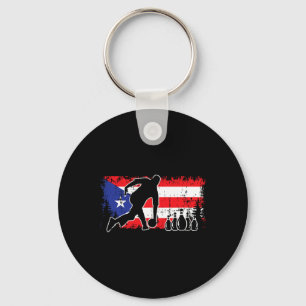 Puerto Rico Flag Bowling League Team Coach Patriot Keychain