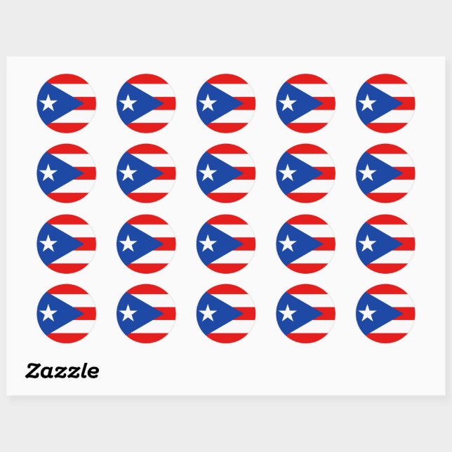 Puerto Rico flag Classic Round Sticker (Sheet)