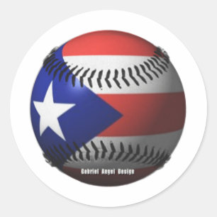 Puerto Rico Flag Covering a Baseball Classic Round Sticker